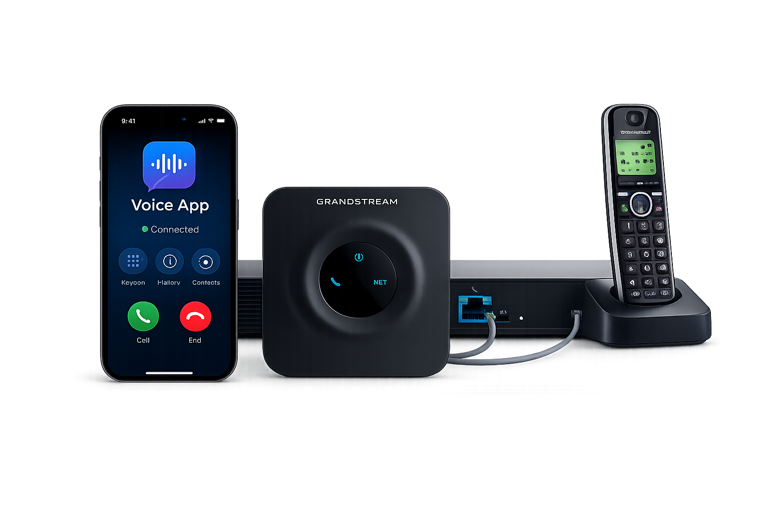 Voice App, converter and cordless phone
